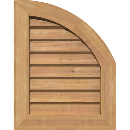 Quarter Round Top Right Western Red Cedar Gable Vent W/Decorative Face Frame, 18W X 14H